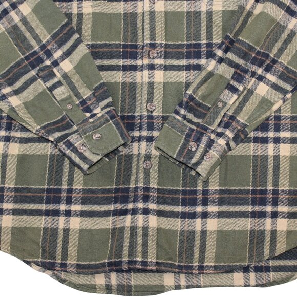 Field and Stream Mens XXLT Tall Green Plaid Flannel Button Down Shirt Outdoors - Picture 9 of 11